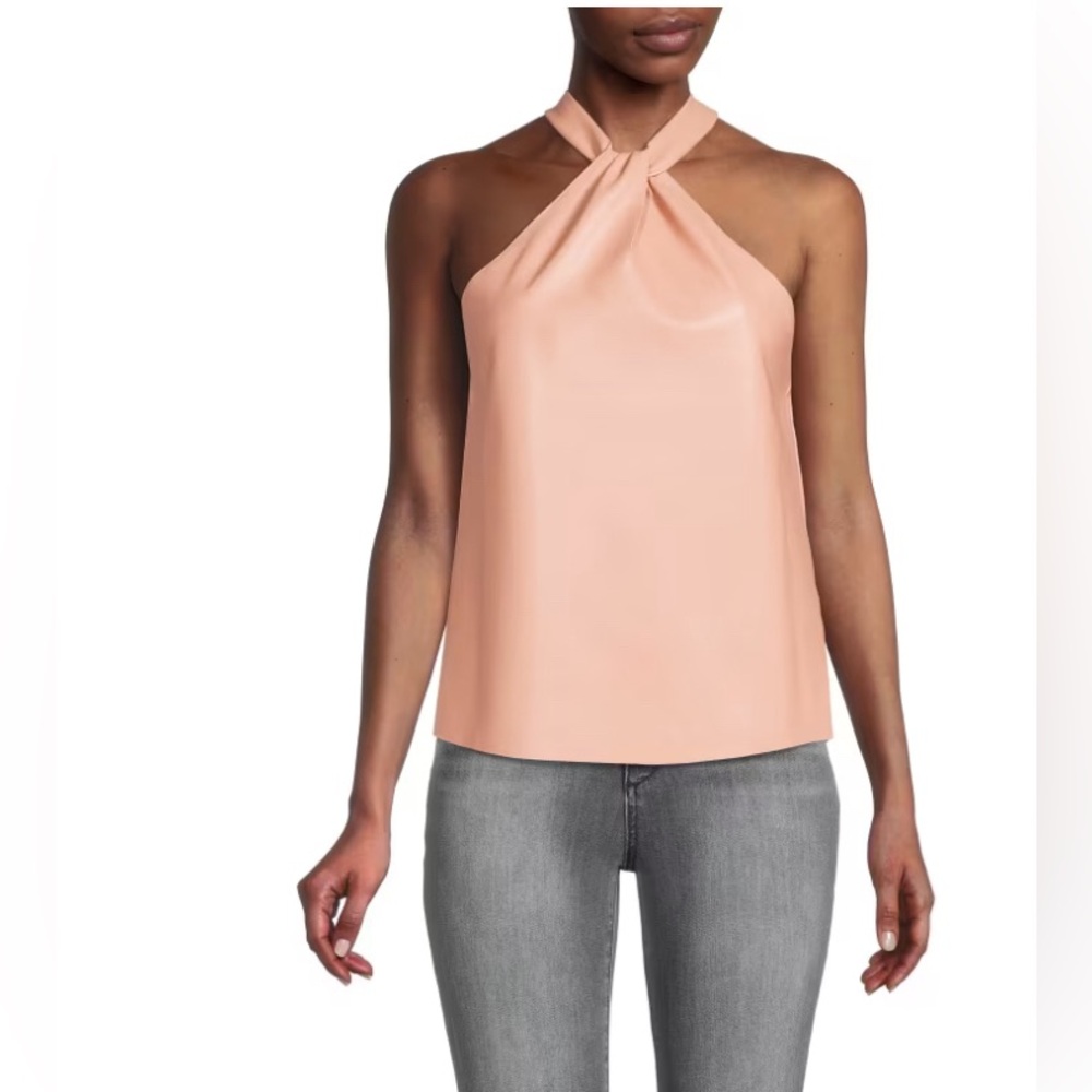 Love Ady Faux Leather Twist Halterneck Top